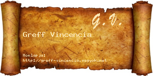 Greff Vincencia névjegykártya